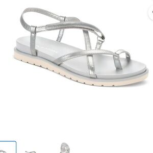 Sun + Stone Metallic Silver Women's Sandals NWT #2